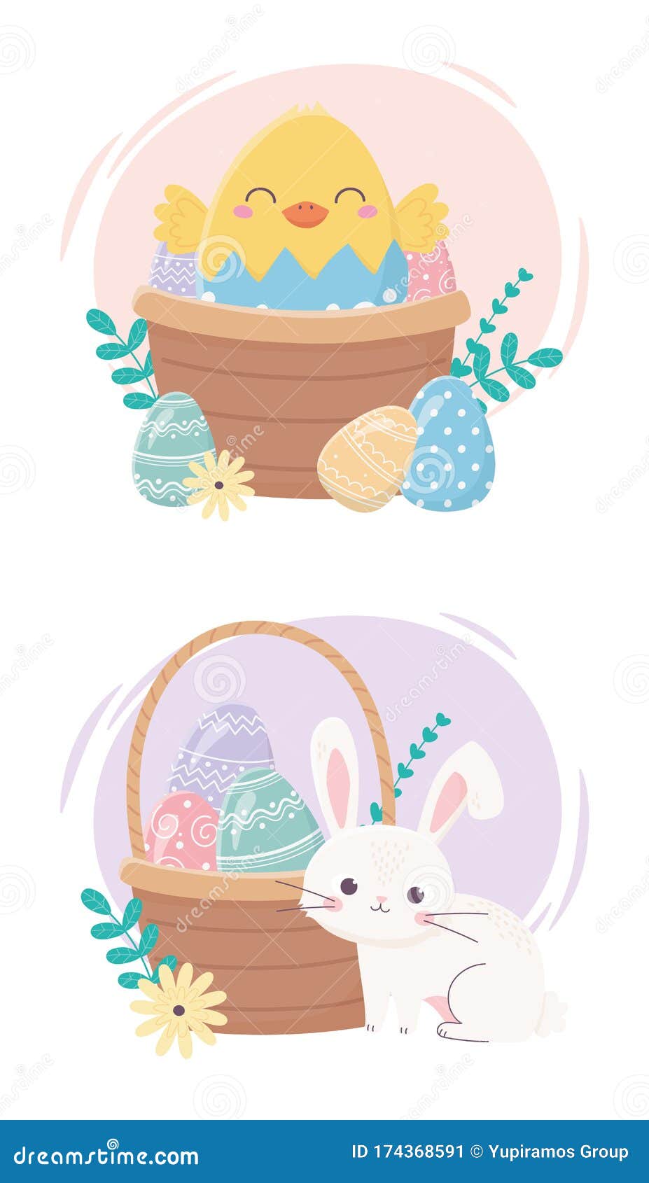 Alegre Día De Pascua Conejita De Gallina Canasta De Huevos Dibujos Animados  Ilustración del Vector - Ilustración de huevo, cultura: 174368591