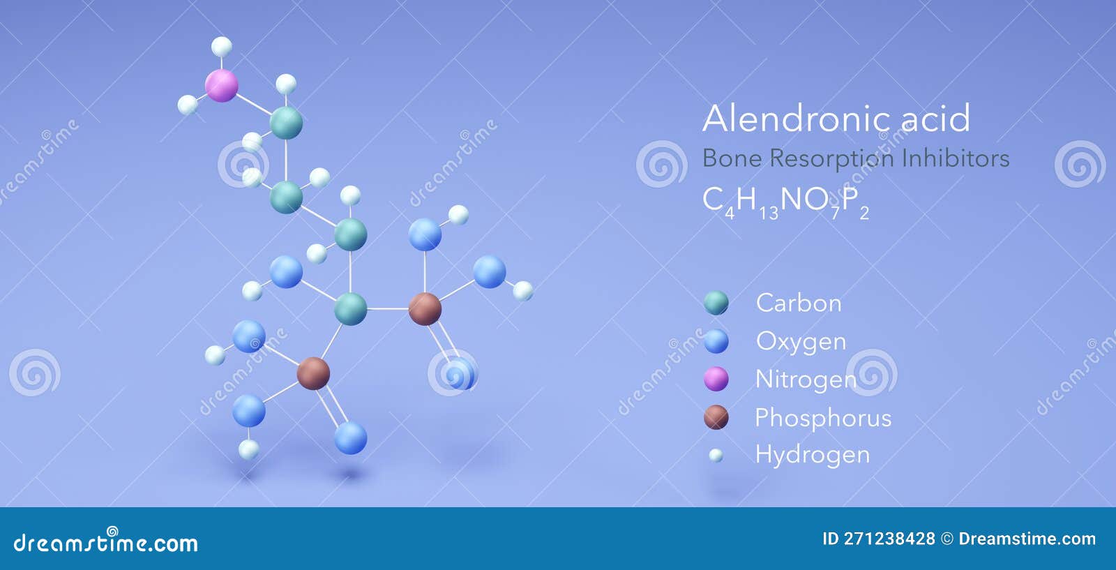 Alendronic Acid Molecule, Molecular Structures, Alendronate, 3d Model