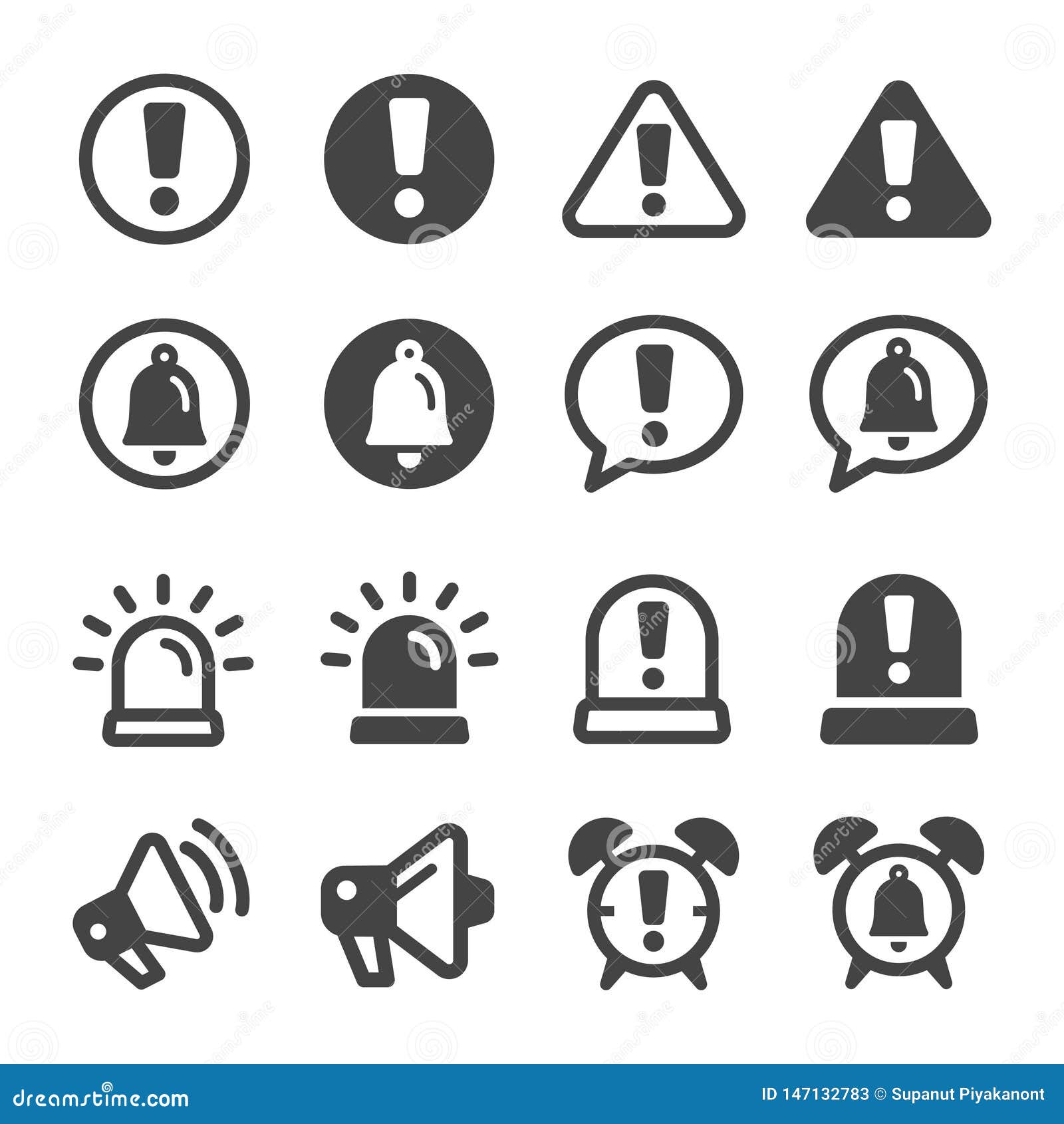 alert and reminder icon set