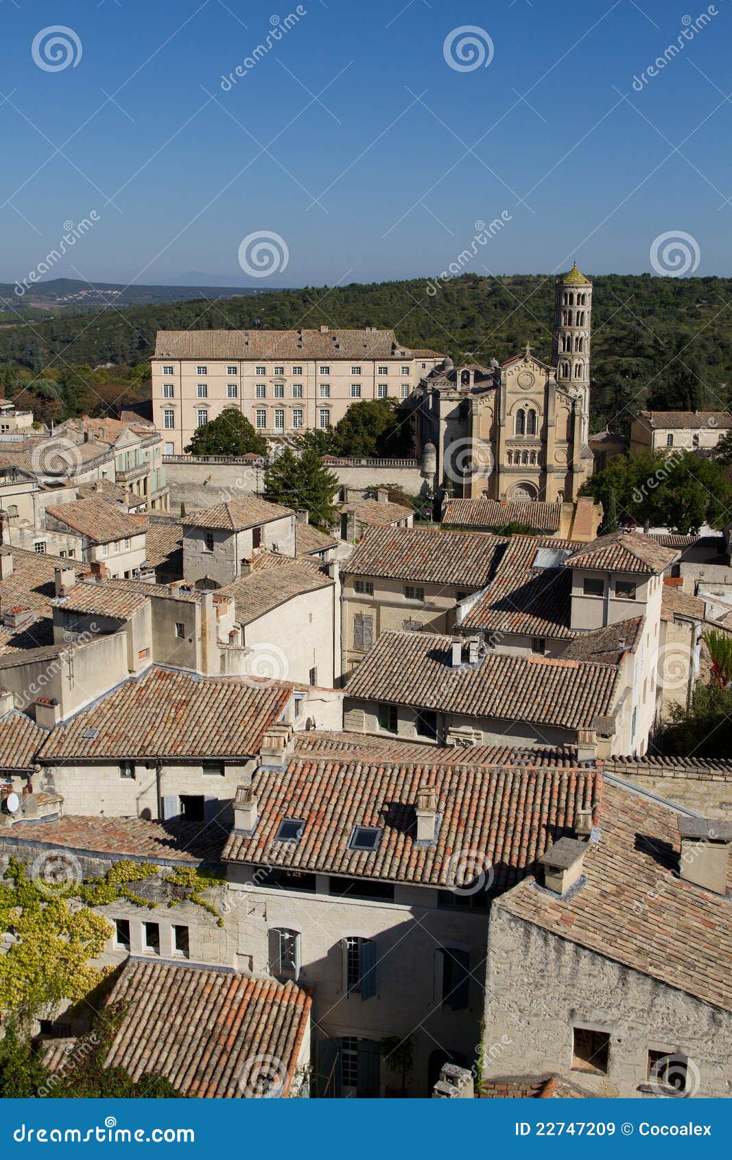 ales, france: image with the city seen from above