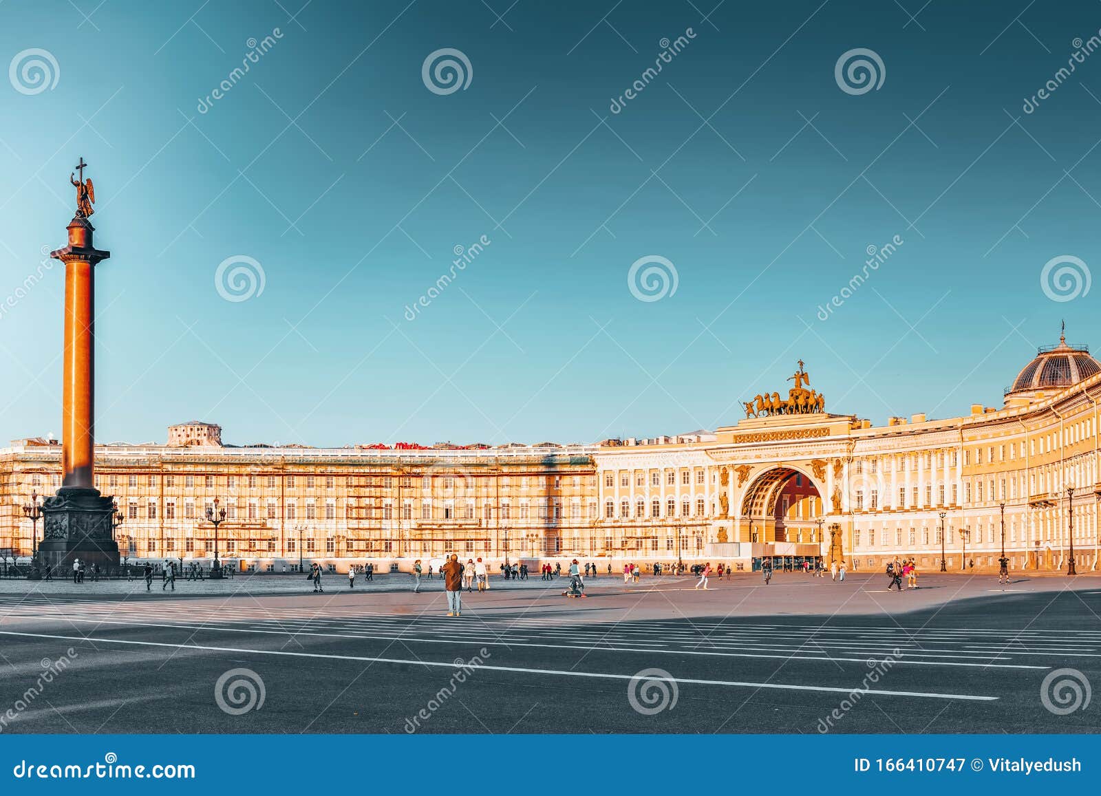 Alexander Column On Palace Square In St. Petersburg Stock