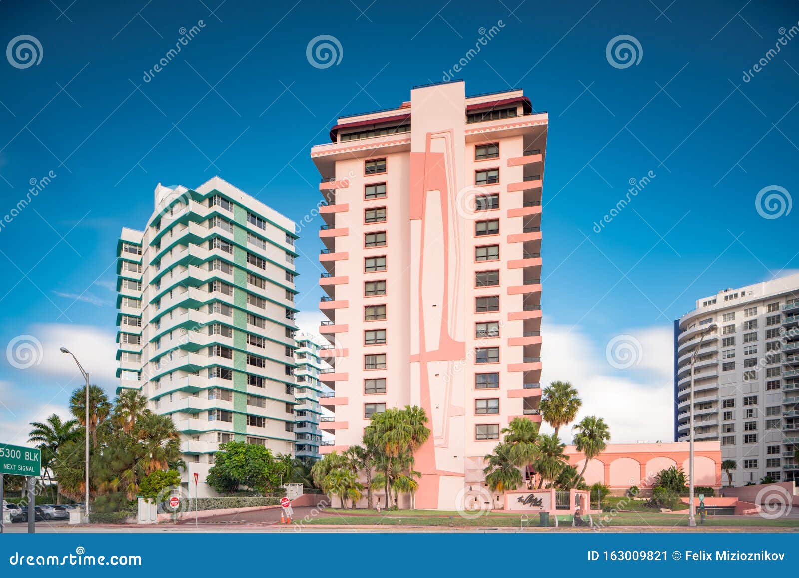 The Alexander Condominium Miami Beach FL Stock Image Image of blue