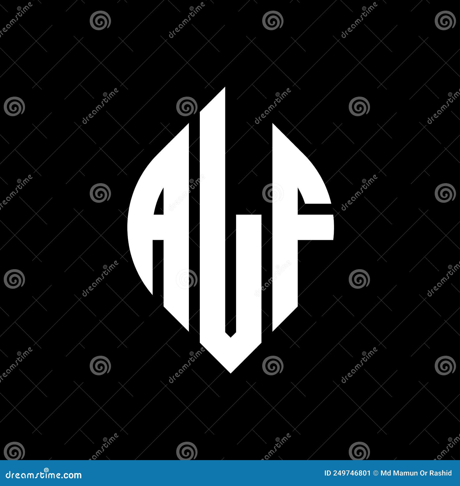 alf circle letter logo  with circle and ellipse . alf ellipse letters with typographic style. the three initials form a