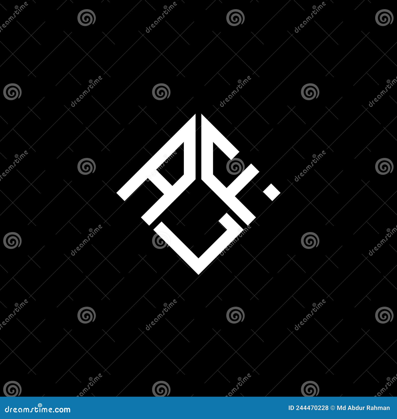 ALF Letter Logo Design on Black Background. ALF Creative Initials