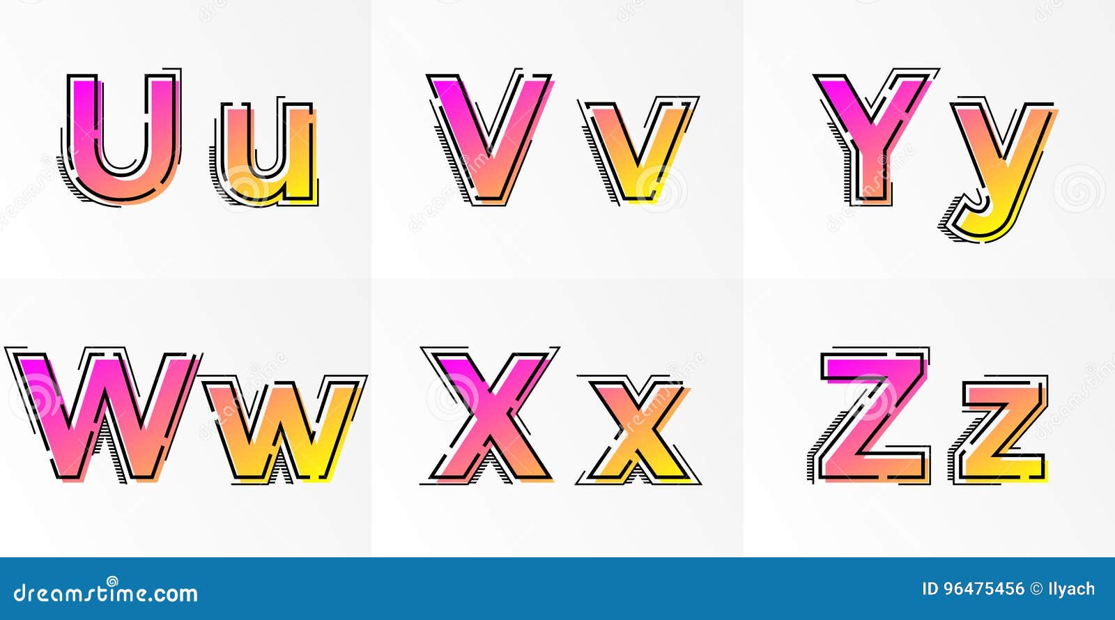 Alfabetet Marker V Y W X Y Farg For Lutning For Z Vektorstilsort Vektor Illustrationer Illustration Av Element Rubrik