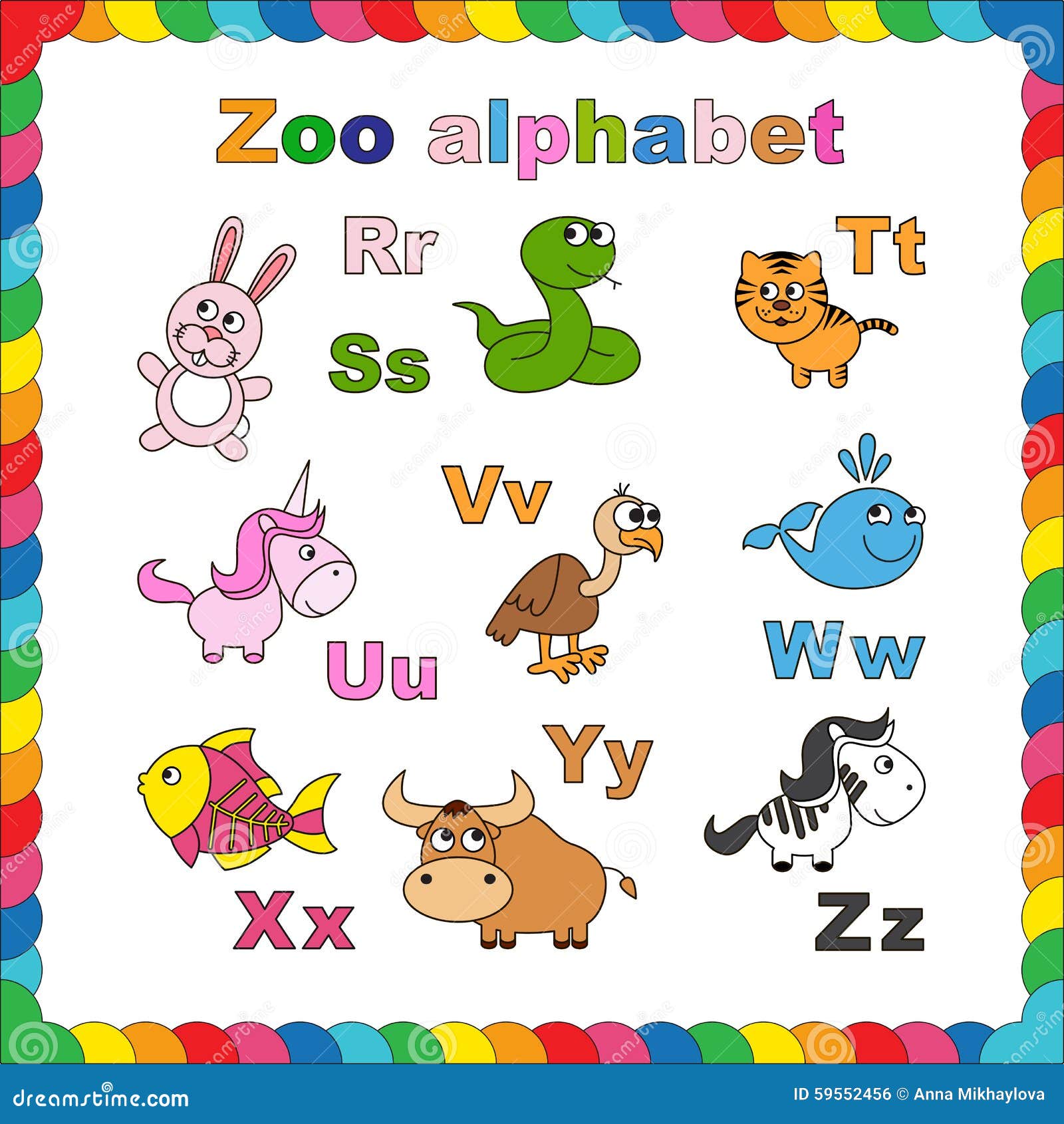 Alfabeto dello zoo del profilo da colorare