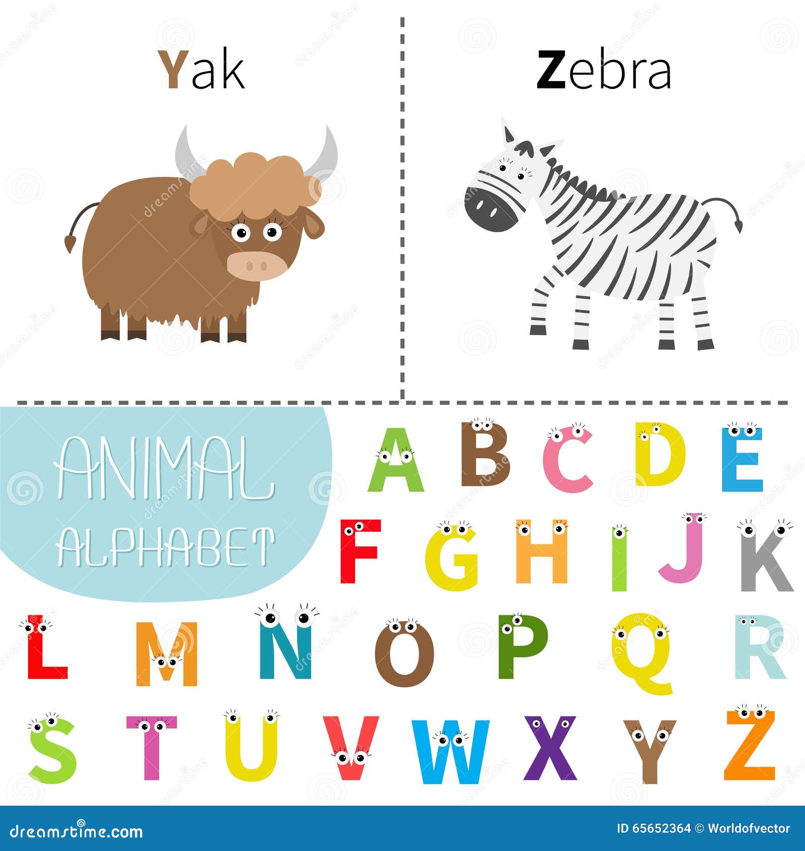 Alfabeto Dello Zoo Della Zebra Dei Yak Della Lettera Y Z Abc Inglese Con Le Lettere Con Il Fronte Occhi Degli Animali Carte Di I Illustrazione Vettoriale Illustrazione Di Piano Bambini