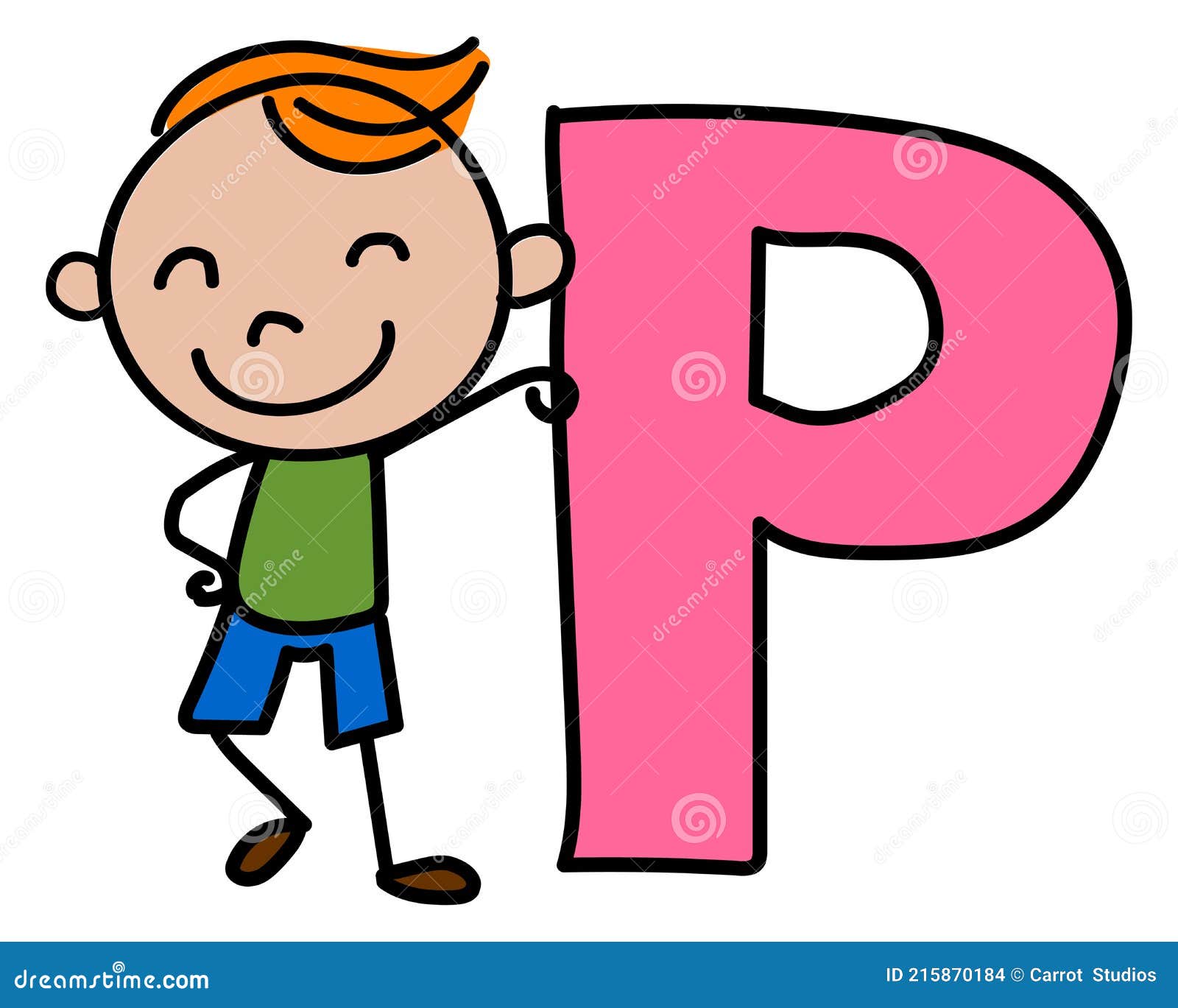 Alfabeto Niño Dibujos Animados Niño Con Letra P Ilustración del Vector -  Ilustración de cabritos, blanco: 215870184