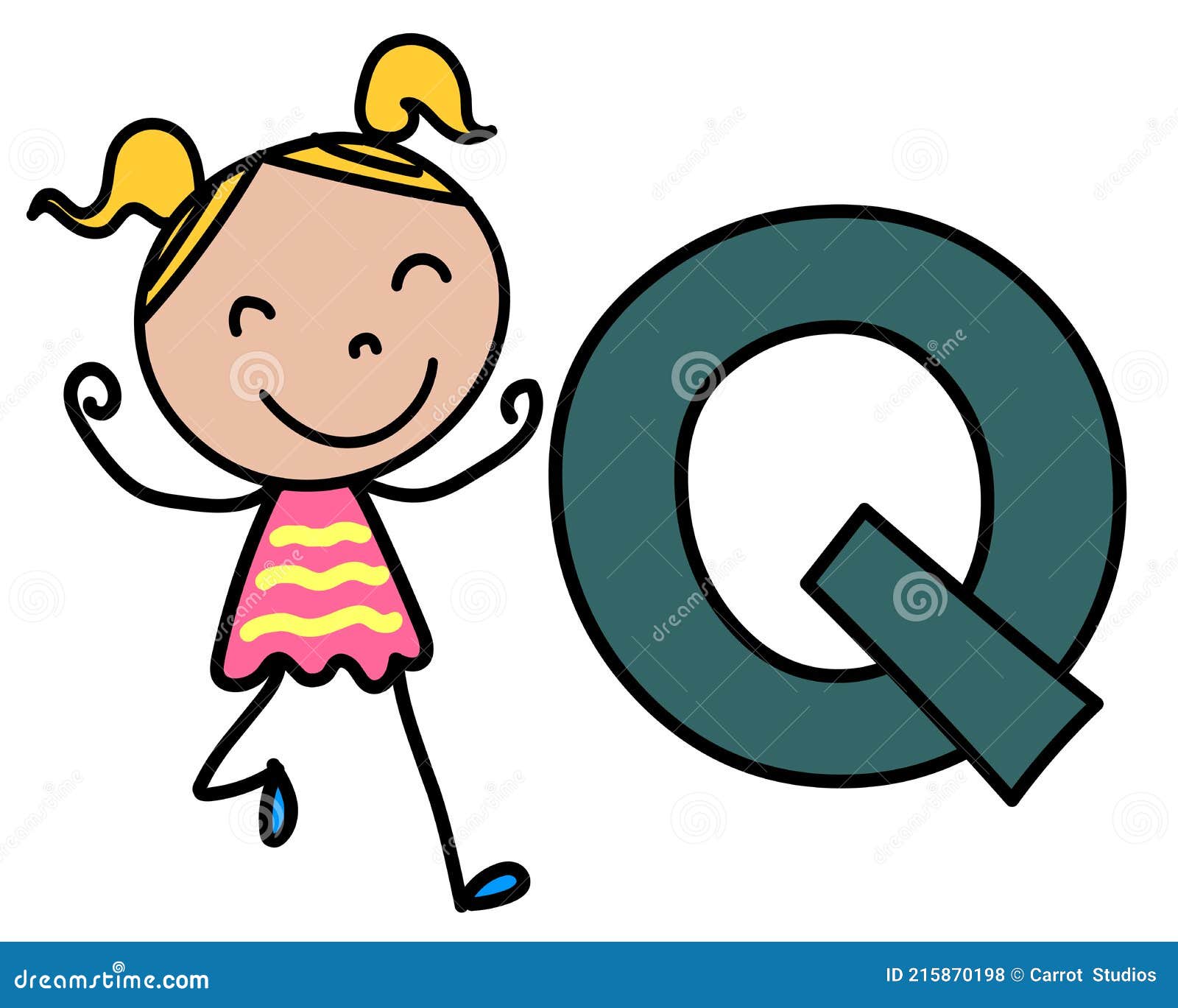 Alfabeto Niño Dibujos Animados Niño Con Letra Q Ilustración del Vector -  Ilustración de alfabeto, historieta: 215870198