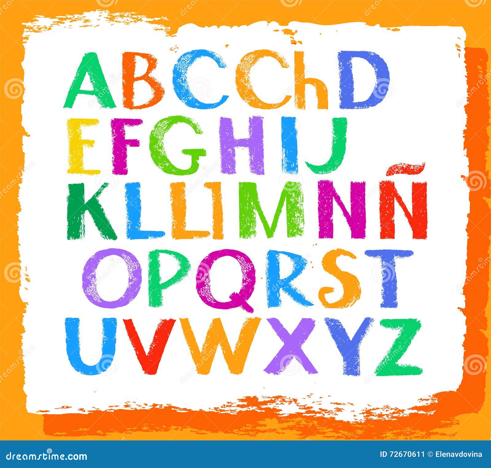 Alfabeto Spagnolo Lettera Maiuscola Pastelli Colorati Illustrazione Vettoriale Illustrazione Di Lettere Decorativo