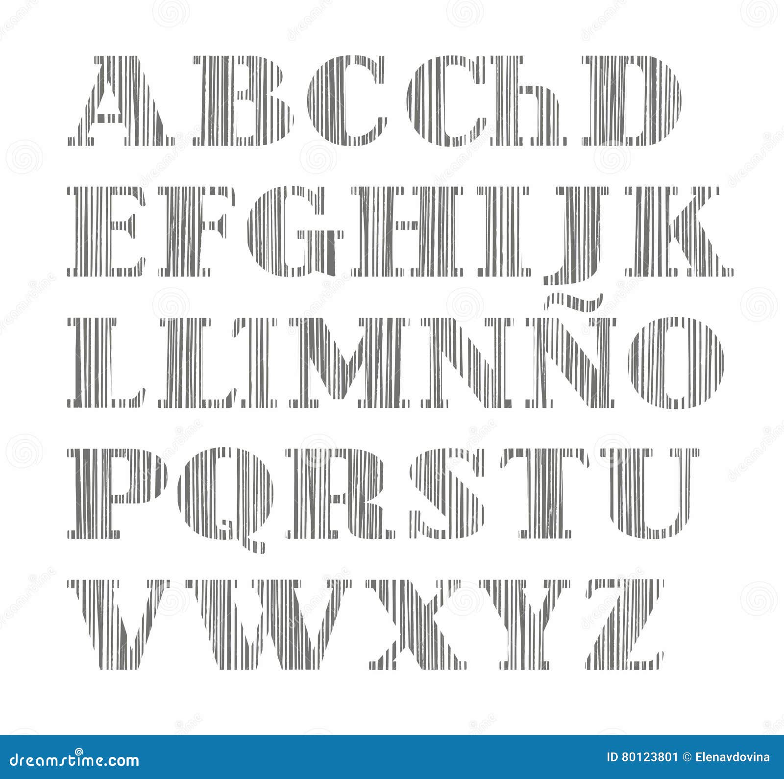 Alfabeto Spagnolo Lettere Maiuscole L Ombreggiatura Verticale Con Una Matita Simulazione Vettore Illustrazione Vettoriale Illustrazione Di Battiti Alfabeto