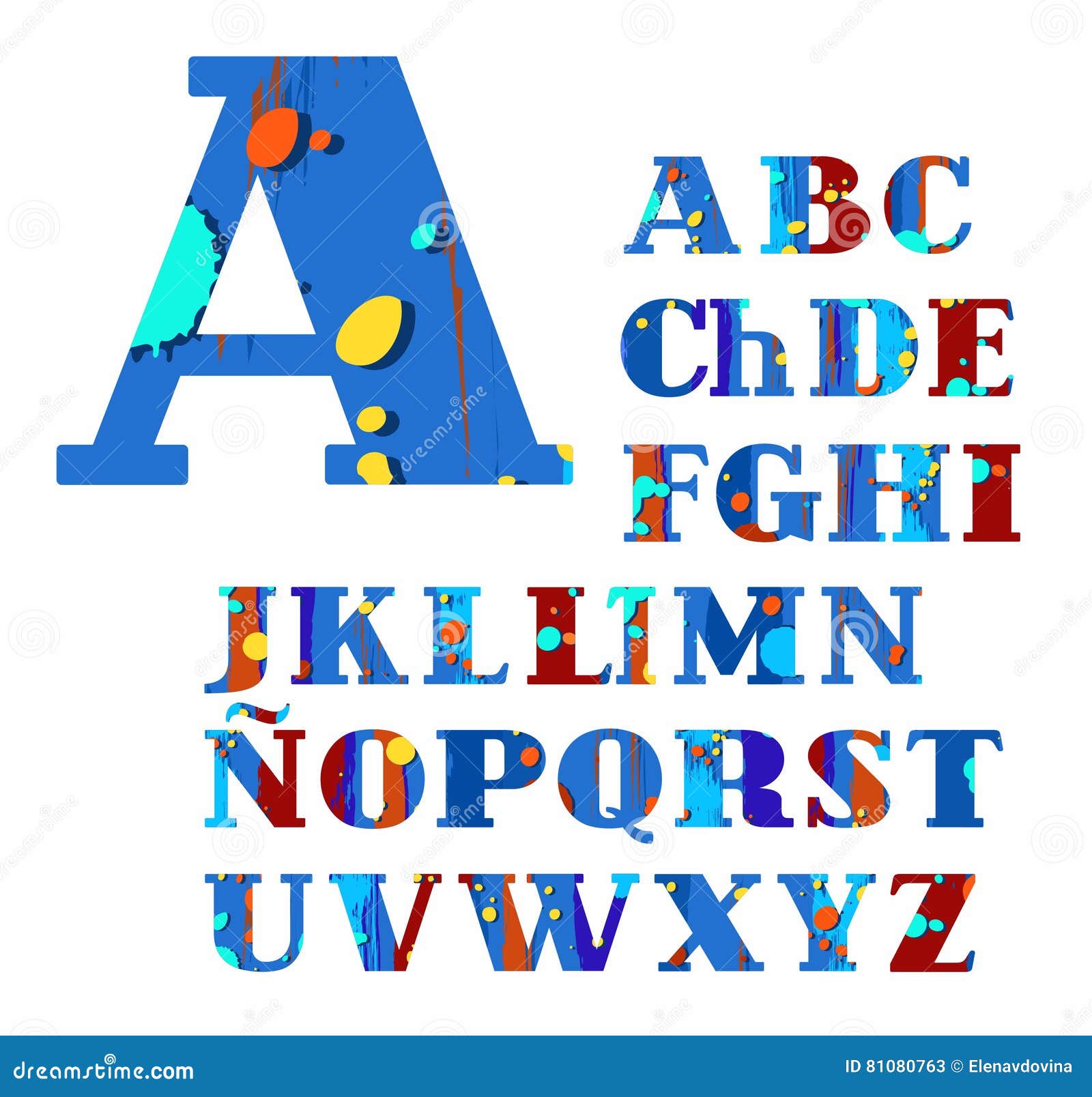 Alfabeto Spagnolo Punti E Bande Fonte Di Vettore Colore Blu Marrone Illustrazione Vettoriale Illustrazione Di Lettere Portoghese