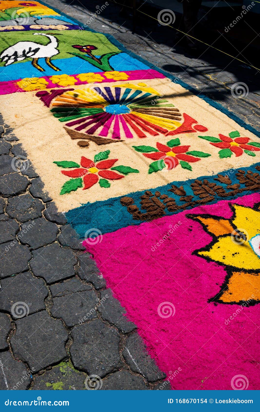 alfombra, sawdust carpet on street made for semana santa, easter, santiago atitlan, guatemala