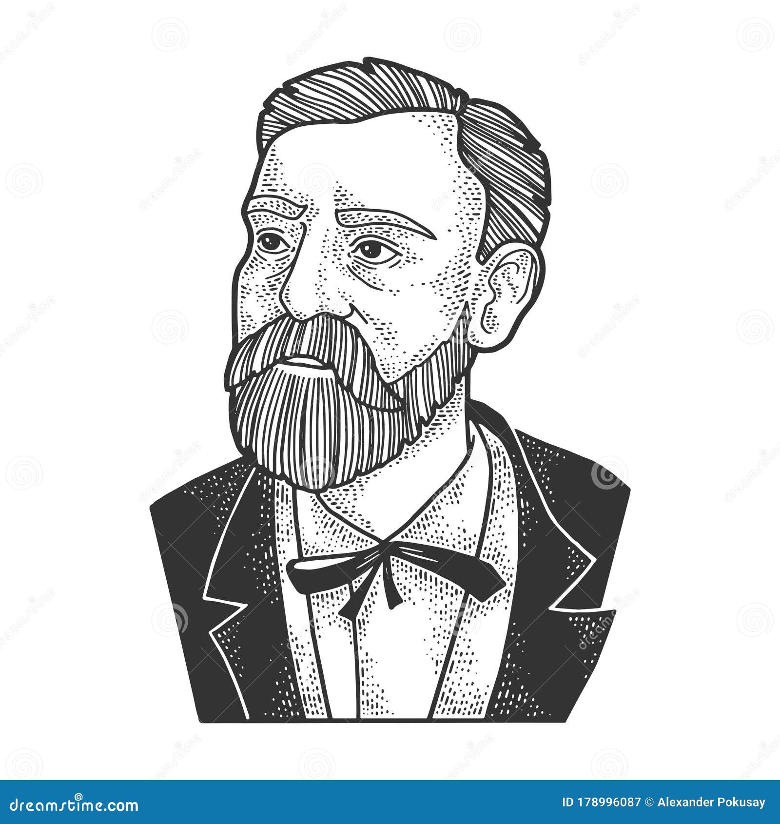 Alfred Nobel Sketch Vector Illustration Stock Vector - Illustration of