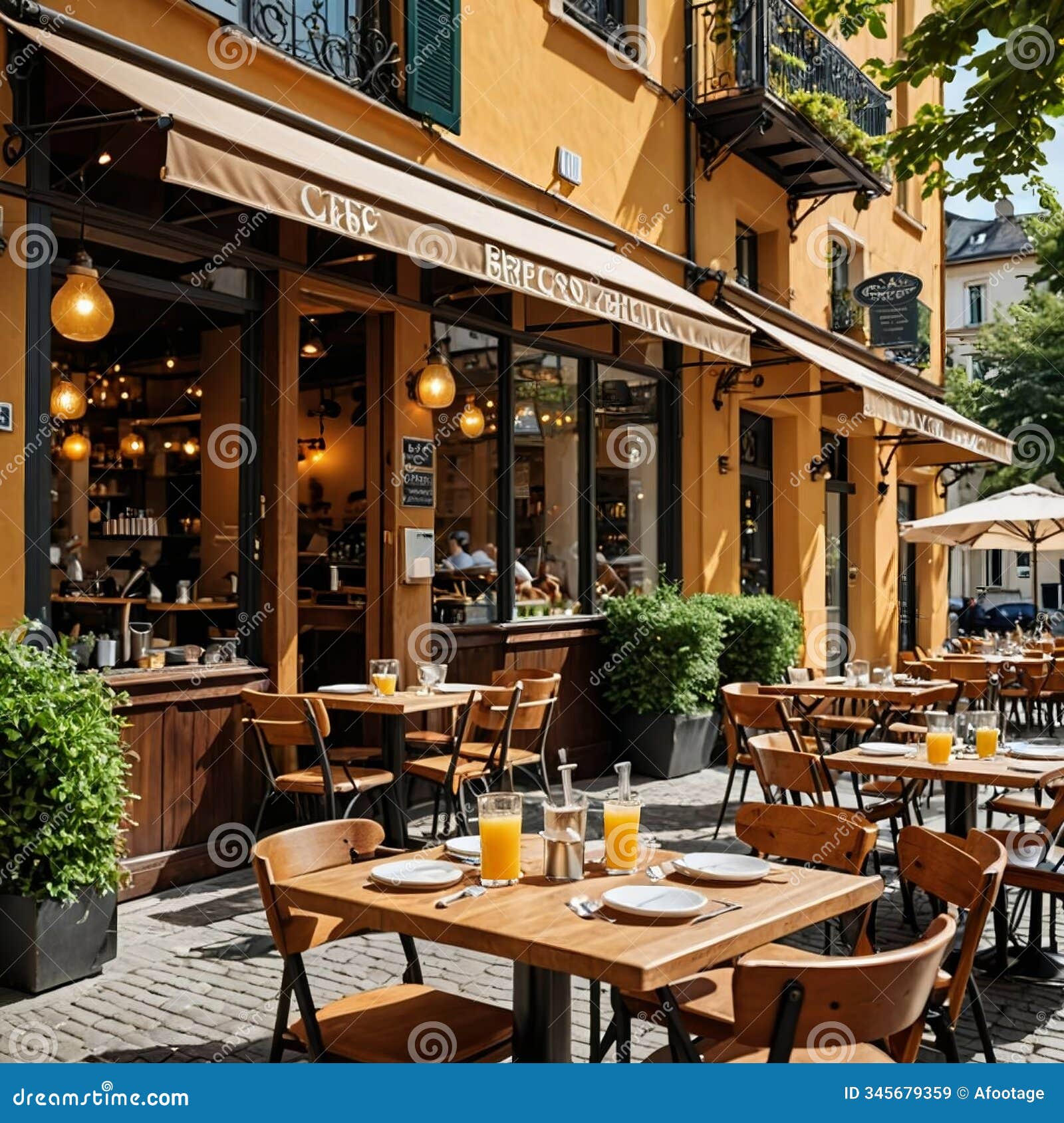 alfresco dining exterior cafe, sunny day