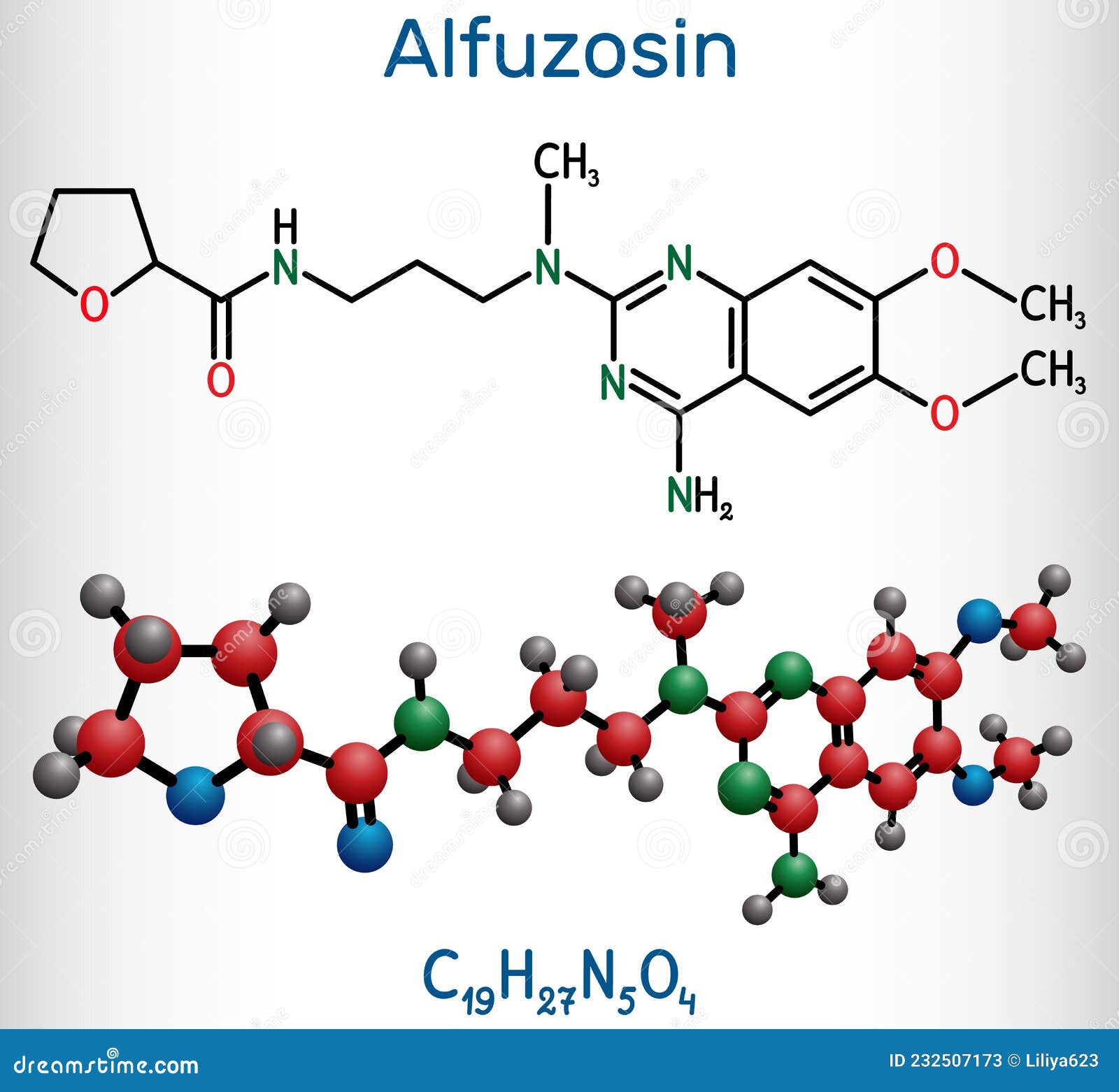 alfuzosin molecule. it is antineoplastic agent, an antihypertensive agent, an alpha-adrenergic antagonist. structural chemical