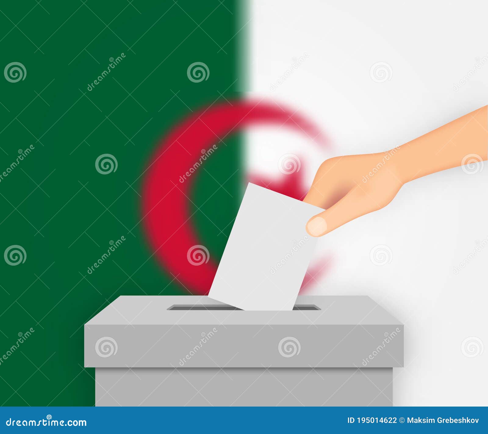 Algeria Election Banner Background. Ballot Box with Blurred Flag Template  for Your Design Stock Illustration - Illustration of march, balloting:  195014622