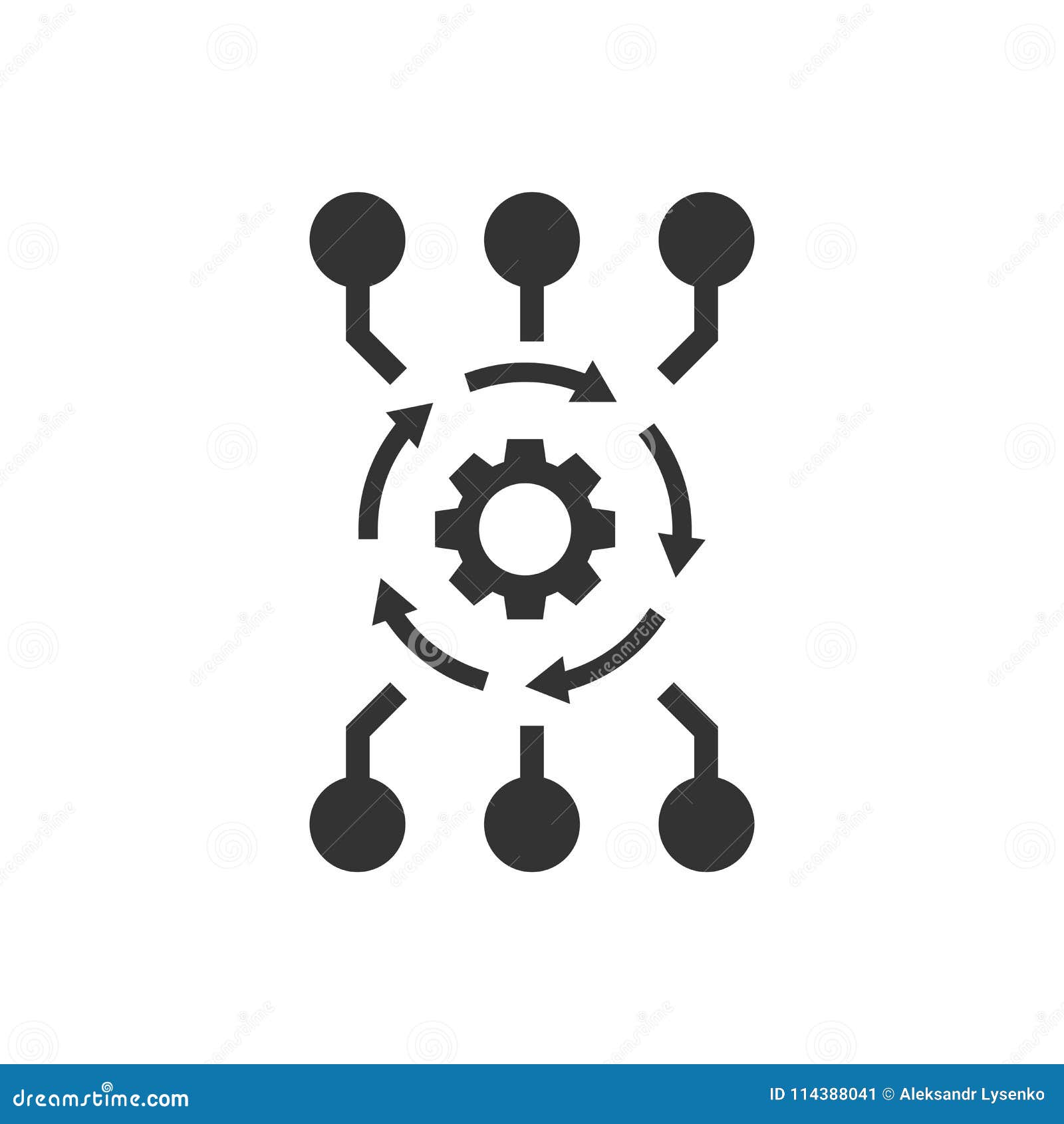 algorithm api software  icon in flat style. business gear