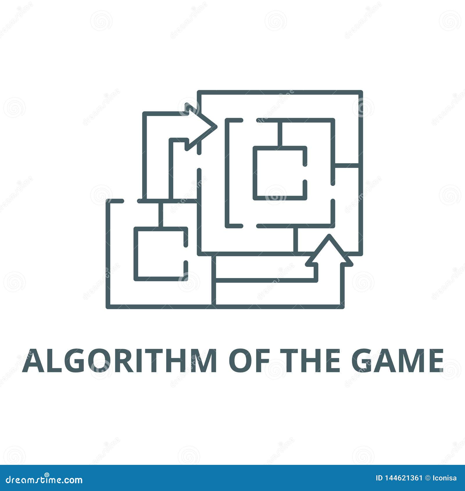 Algorithm of the Game Line Icon, Vector. Algorithm of the Game Outline ...