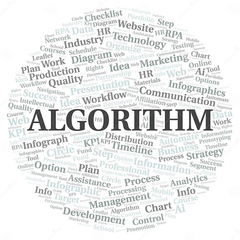 Algorithm Typography Word Cloud Create with the Text only. Stock ...