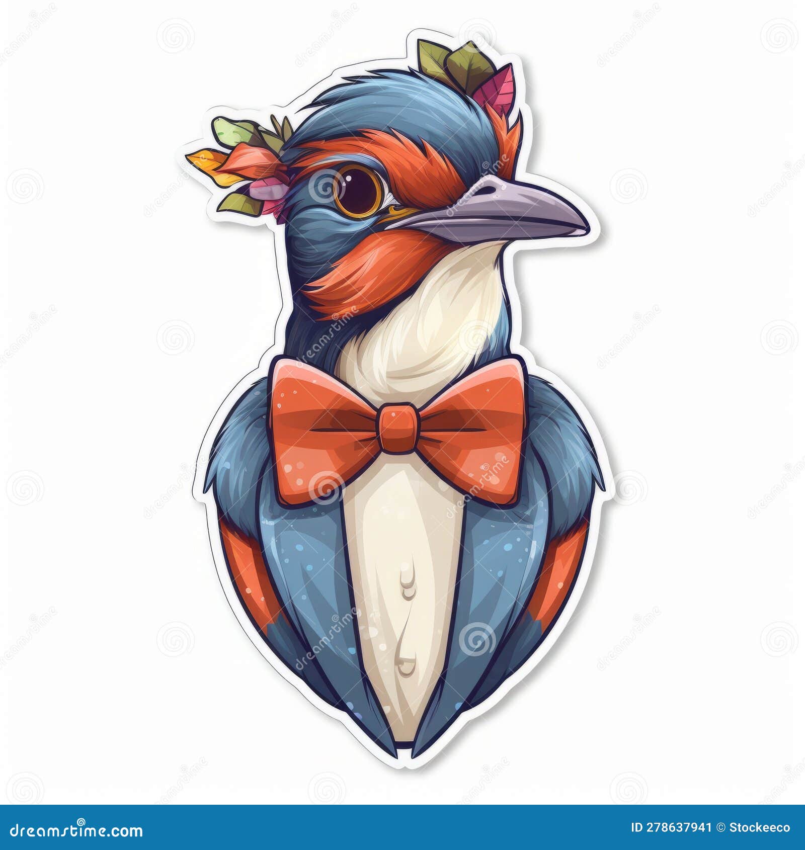colorful bird with bow tie sticker