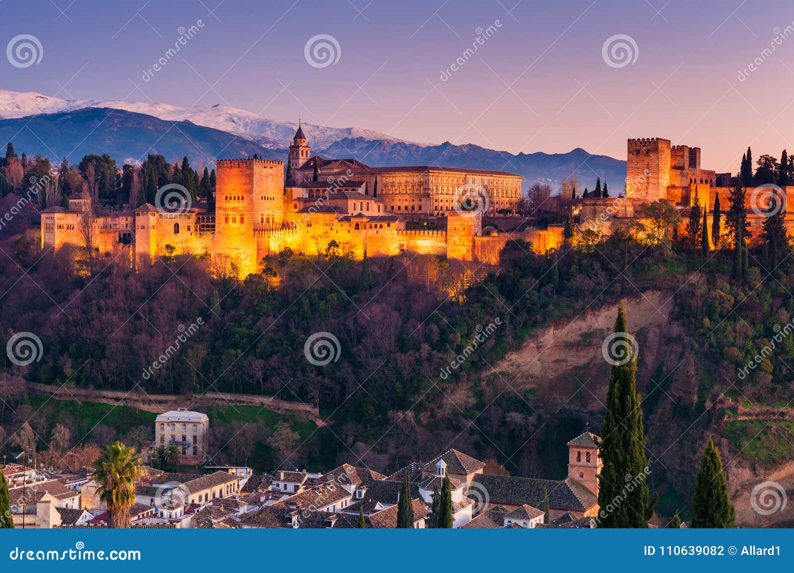 alhambra granada spain at sunset