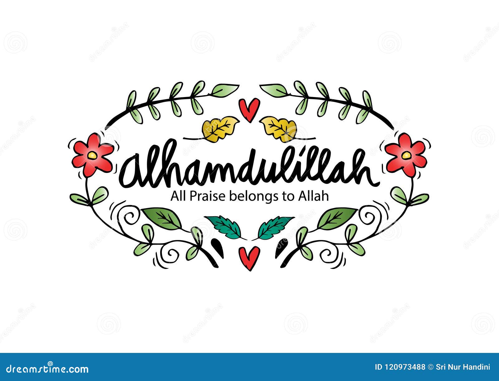 alhamdulillah praise belongs to allah hand lettering.