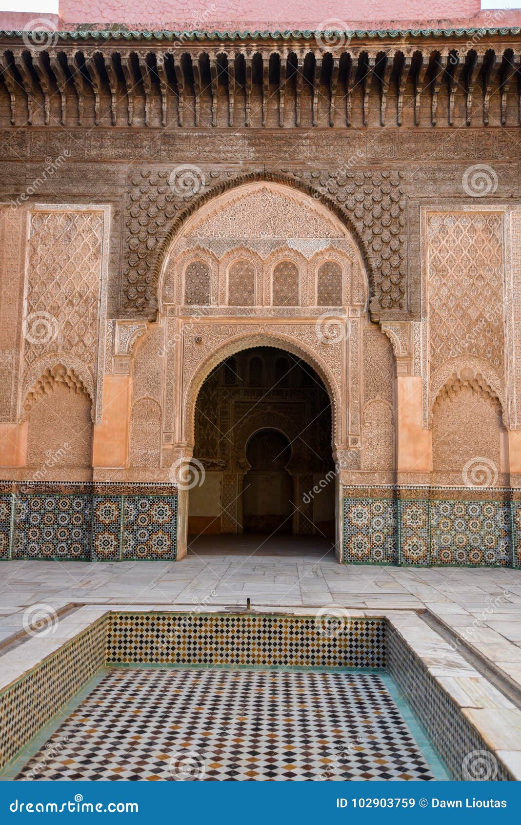 Ali Ben Youssef Madrasa Marrakech, Marocko. Denna är Ali Ben Youssef Madrasa i Marrakech, Marocko