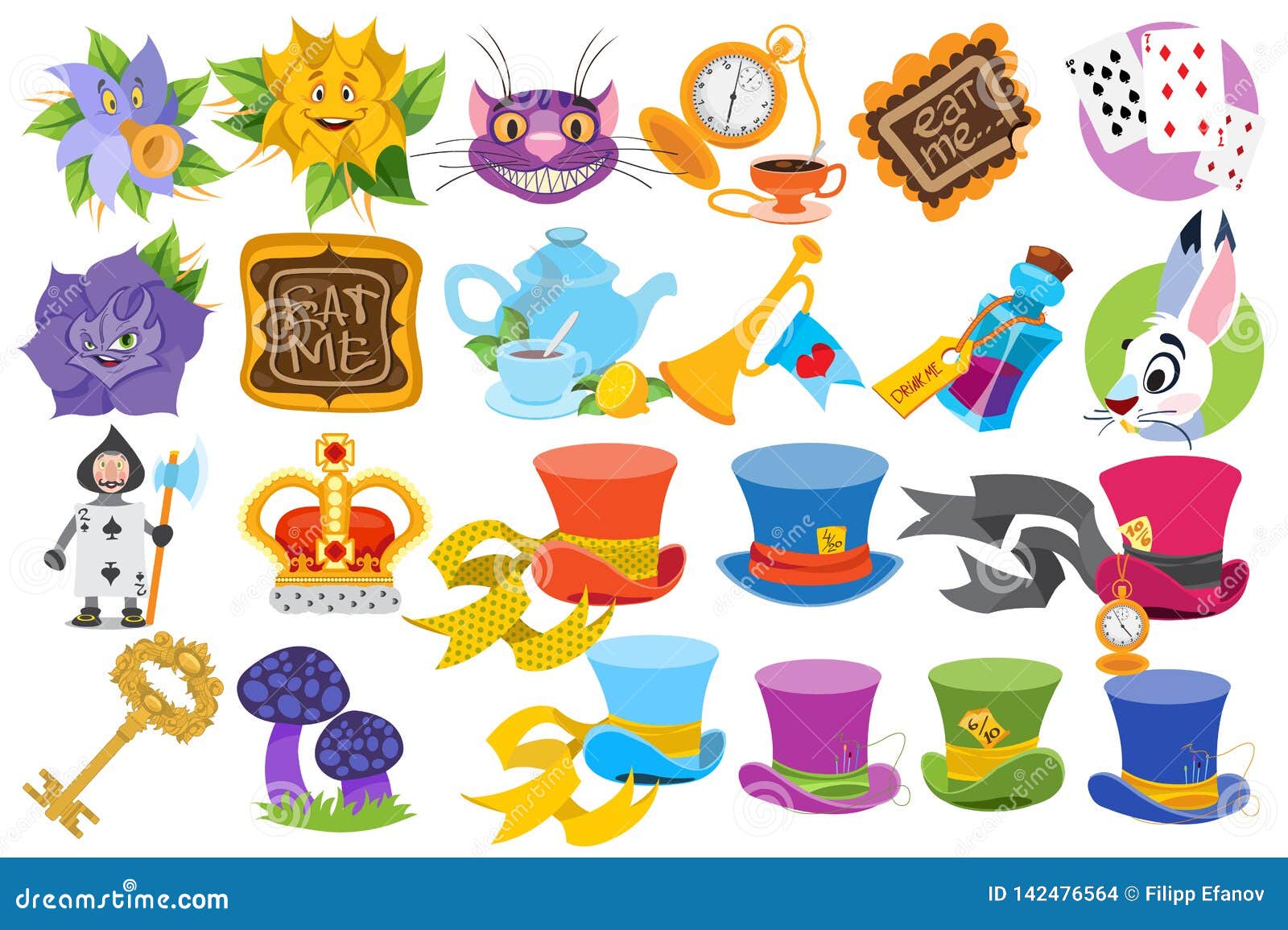 Alice in Wonderland Characters and Elements Stock Photo - Image of ...