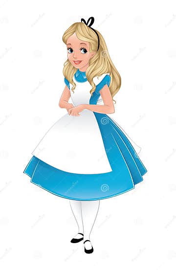 Alice in Wonderland Standing on White Background Stock Vector ...