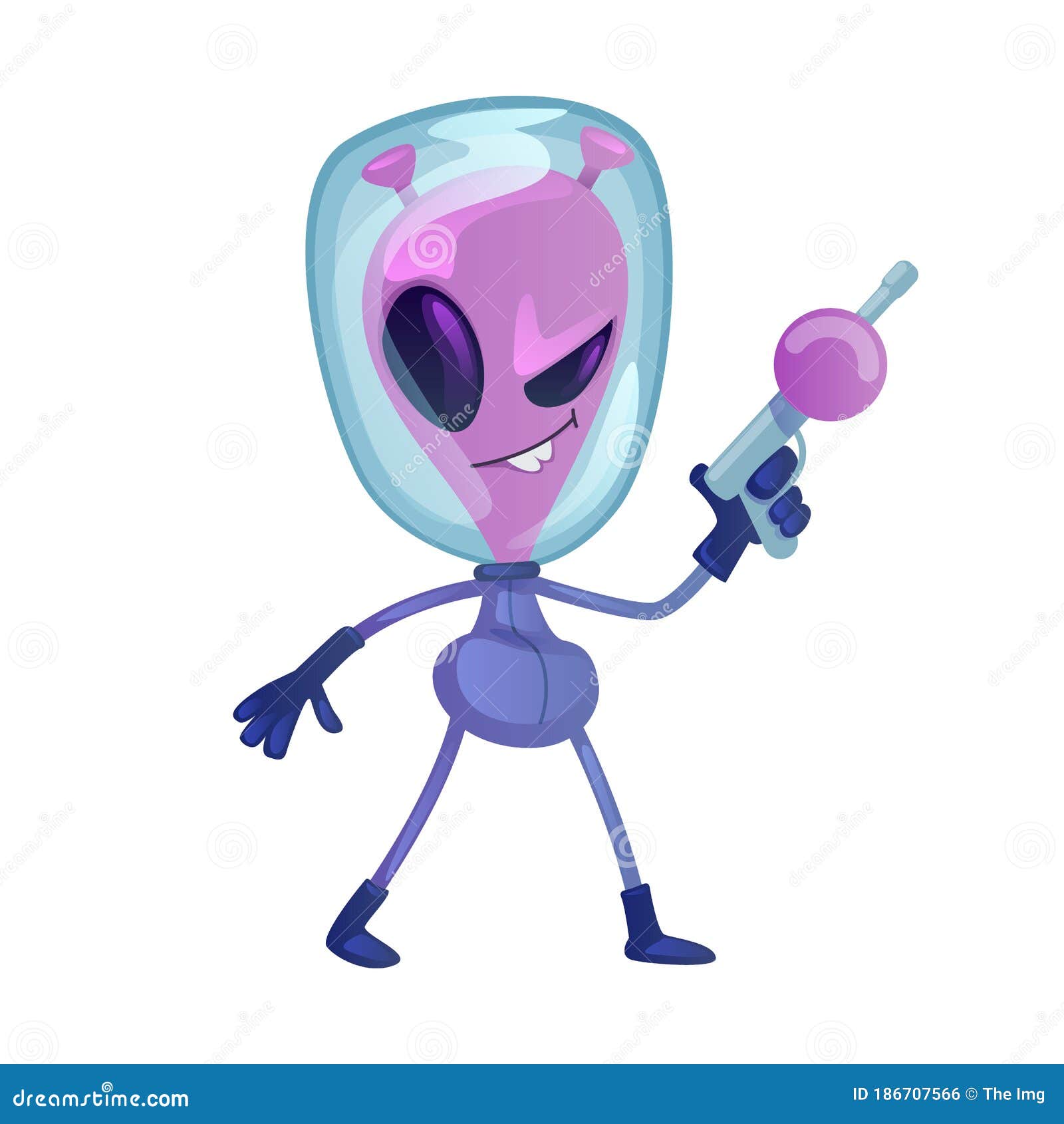 Alienígena Com Ilustração Do Vetor De Desenho Animado Plano De