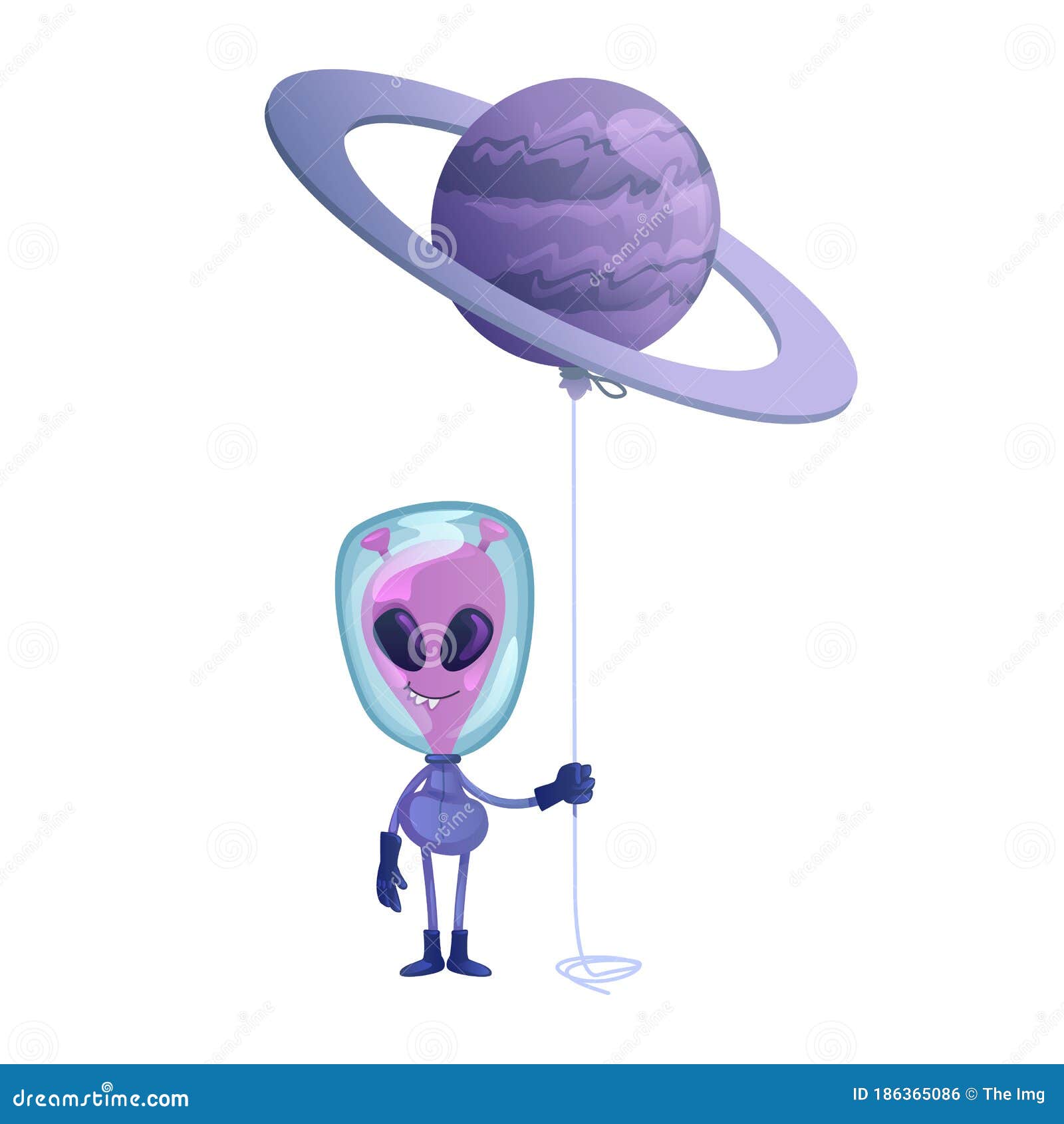 Alienígena Com Ilustração Do Vetor De Desenho Animado Plano De