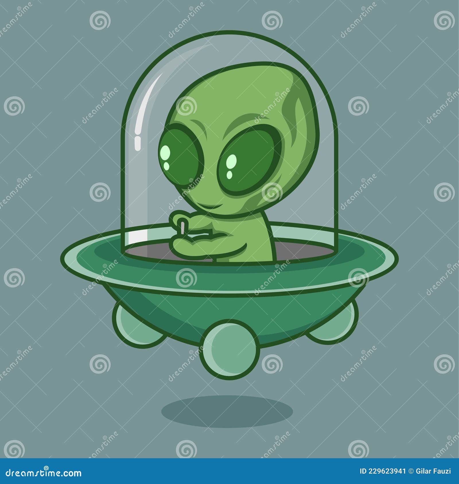 Alien fofo com ilustração vetorial de adesivo de desenho animado