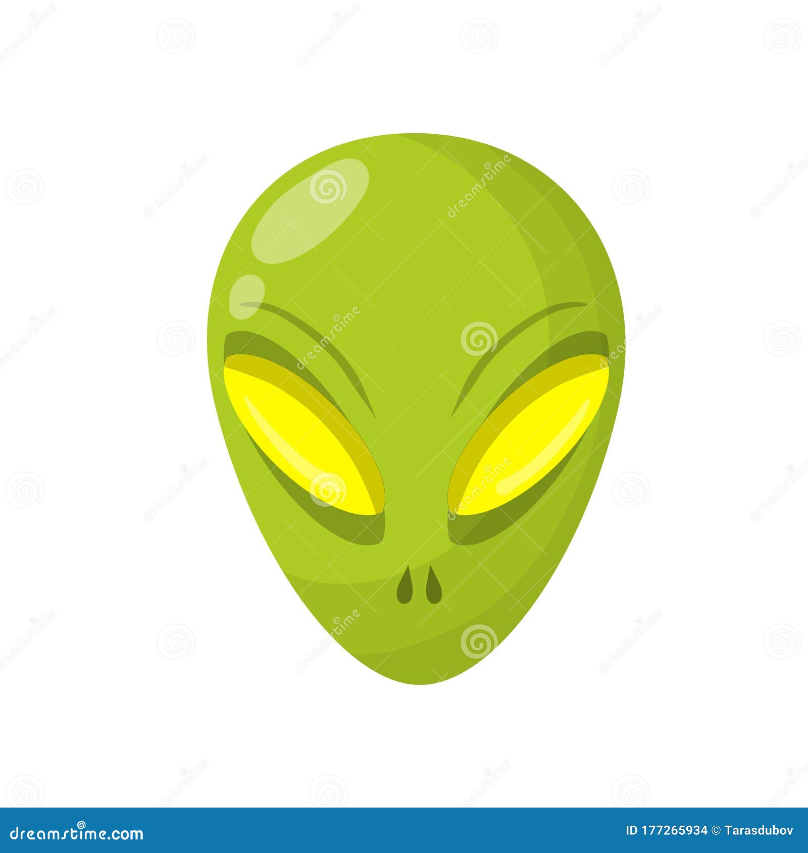 Alienígena de desenho animado verde com cabeça grande e olhos