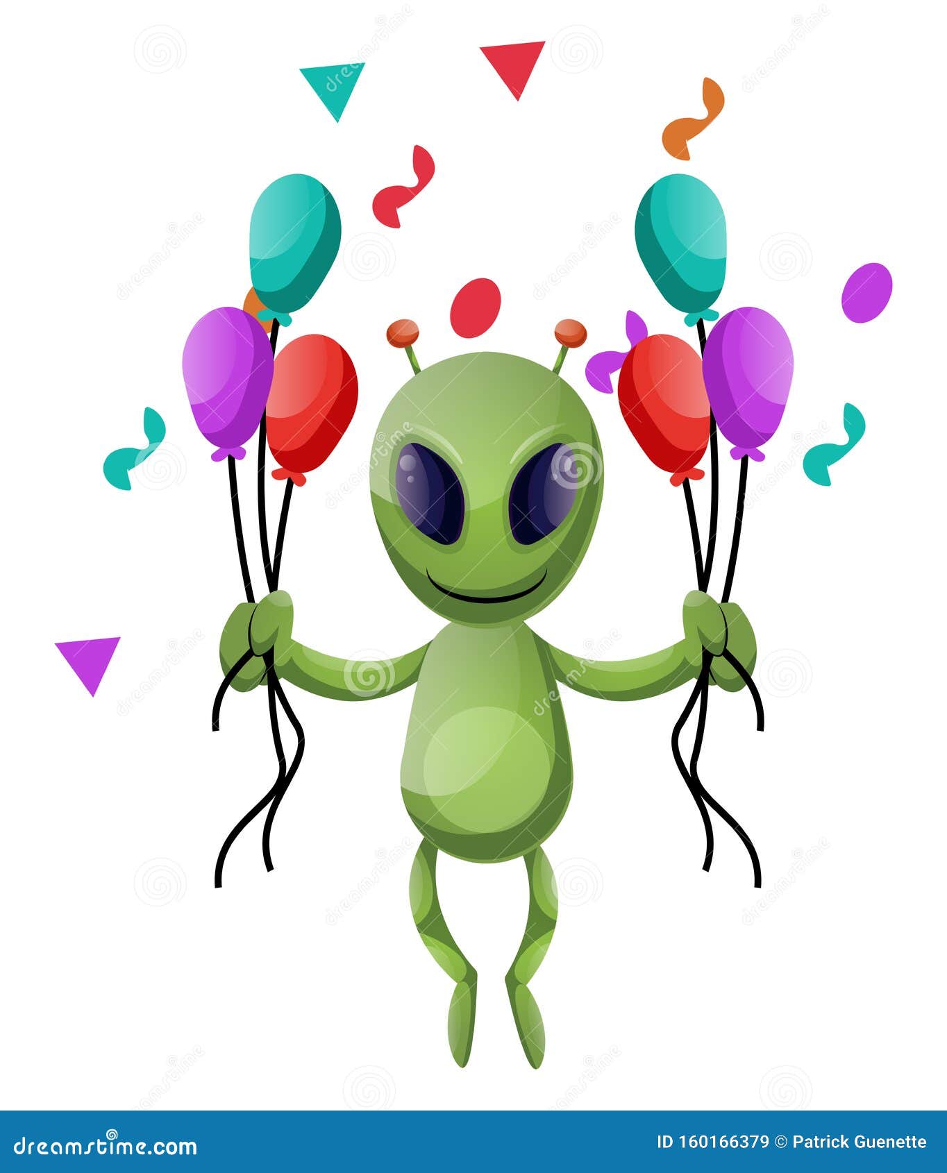 Alien Con Globos, Ilustración, Vector Ilustración del Vector - Ilustración  de extraterrestre, partido: 160166379