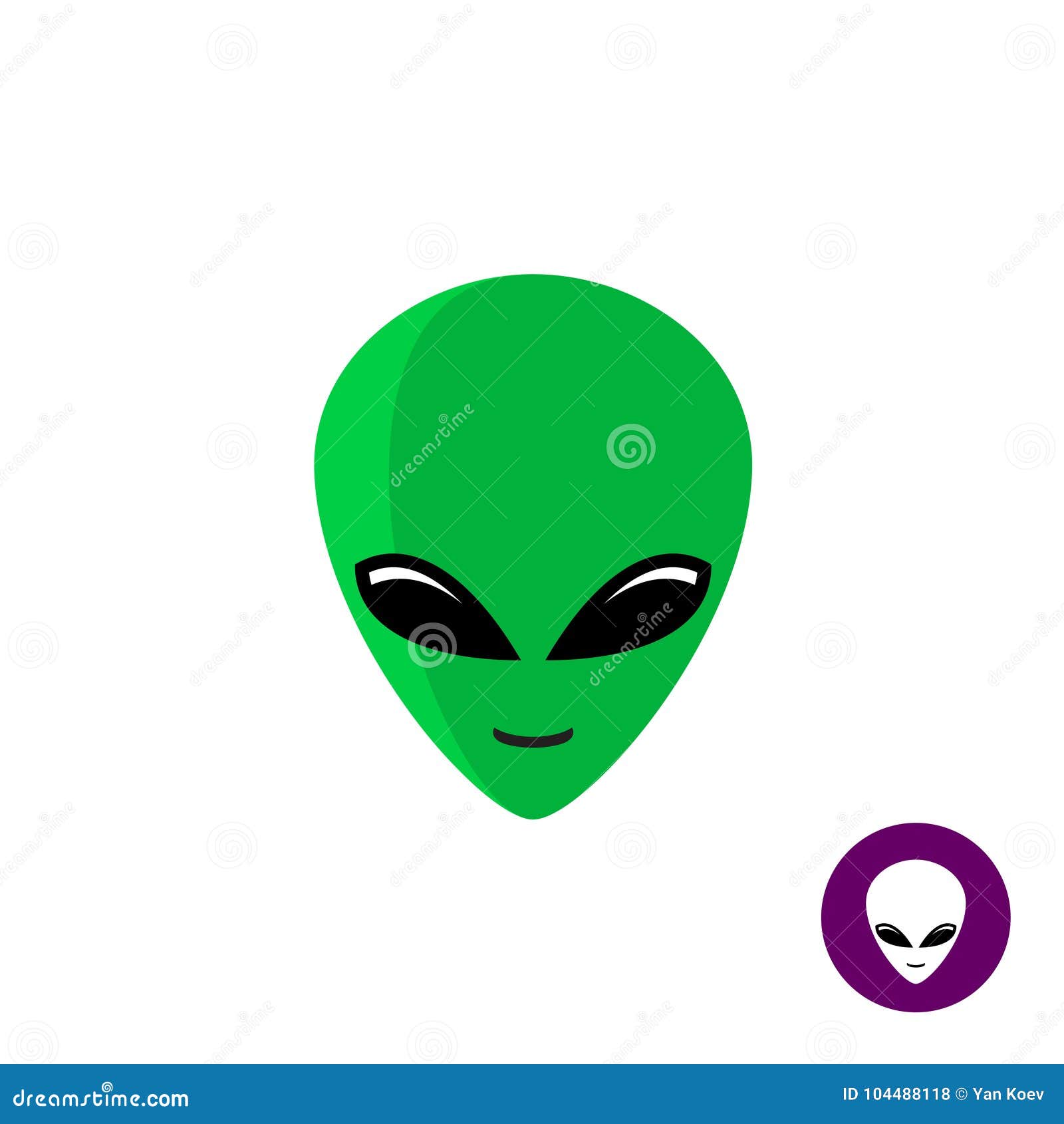 alien face logo. planet ufo intruder.