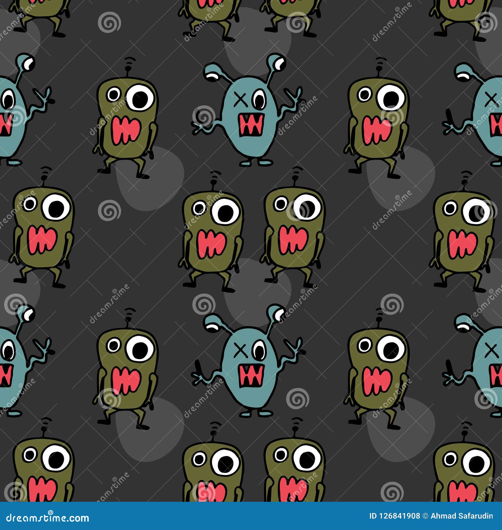 Alien Monster Pattern Seamless Background. Stock Vector - Illustration ...