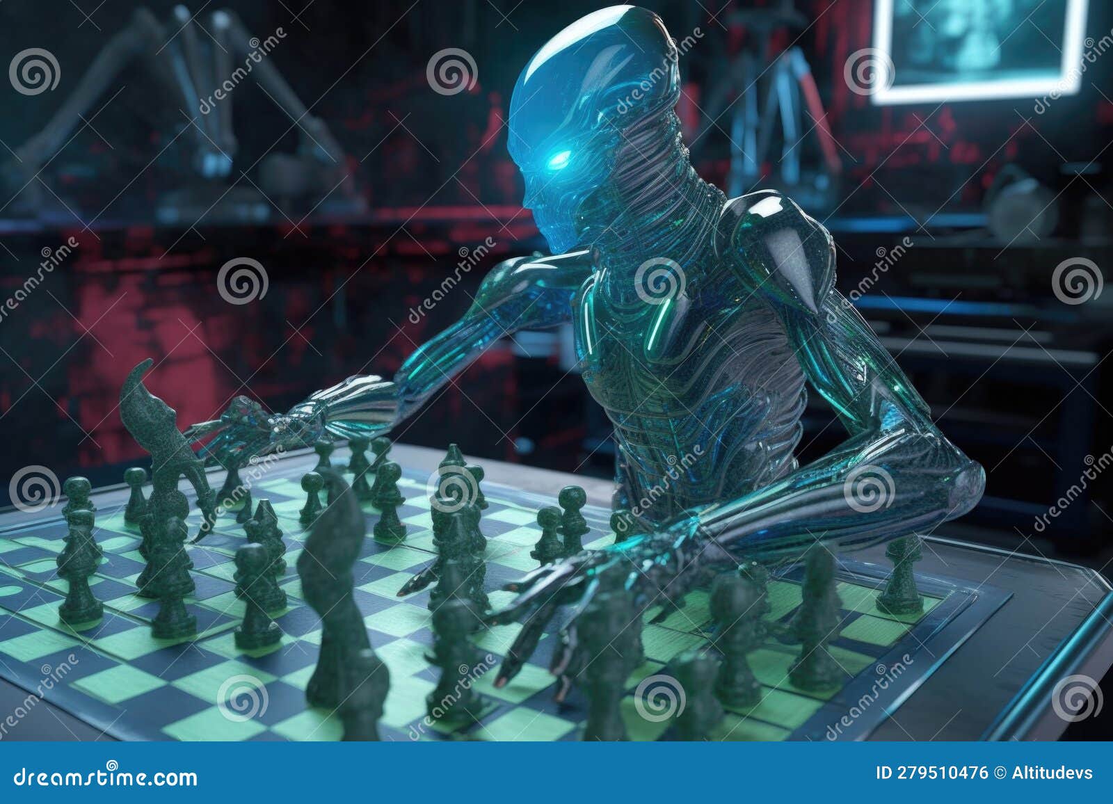 Futuristic Cyber Chess Holographic Pieces AI Stock Illustration -  Illustration of capabilities, board: 281330419