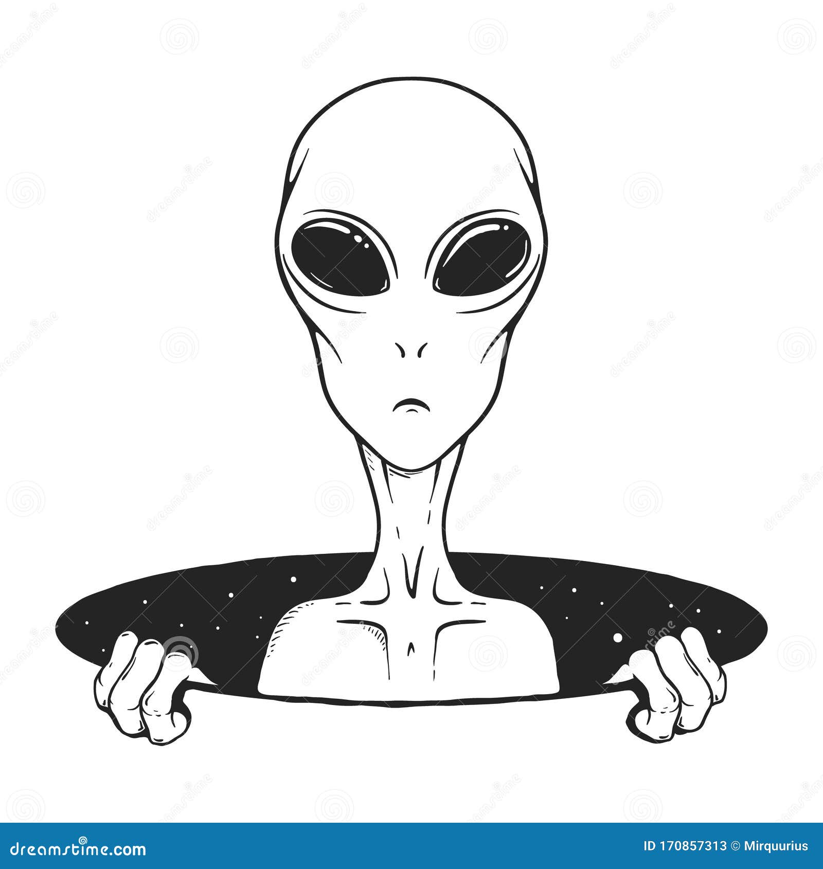 Alien Sale Del Agujero Del Espacio Ilustración del Vector - Ilustración de  vida, luna: 170857313