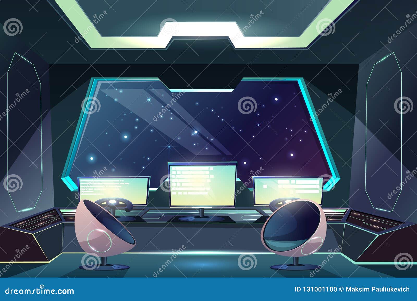Alien Spaceship Pilot Control Panel Cartoon Vector Stock