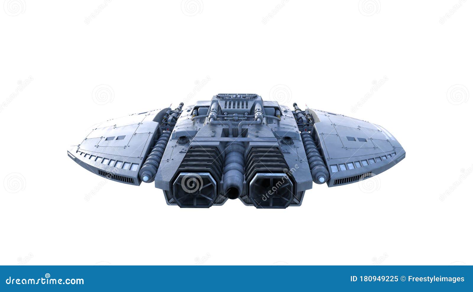 Alien Spaceship, UFO Spacecraft in Flight Isolated on White Background, Back View, 3D Rendering Stock Illustration - Illustration of futuristic, galactic: 180949225