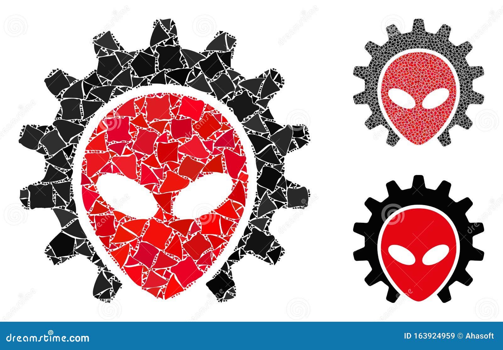 alien technology mosaic icon of ragged items