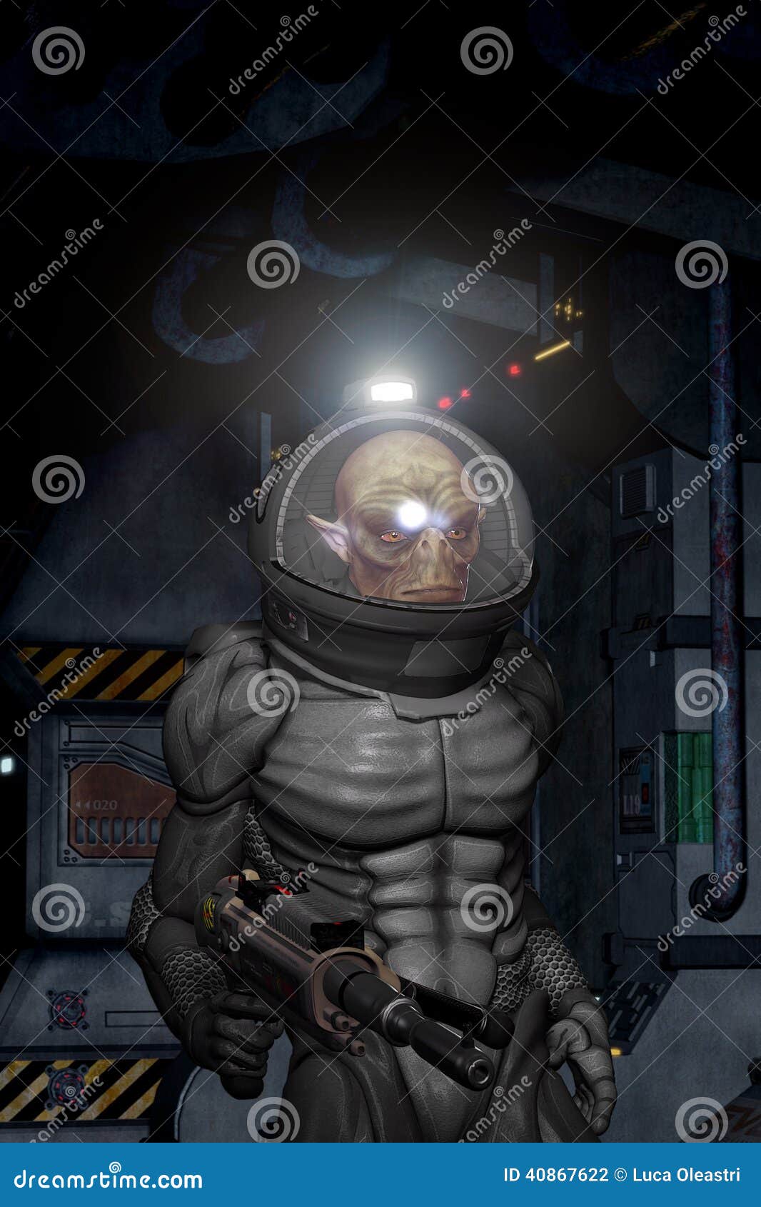 alien warrior in spacesuit