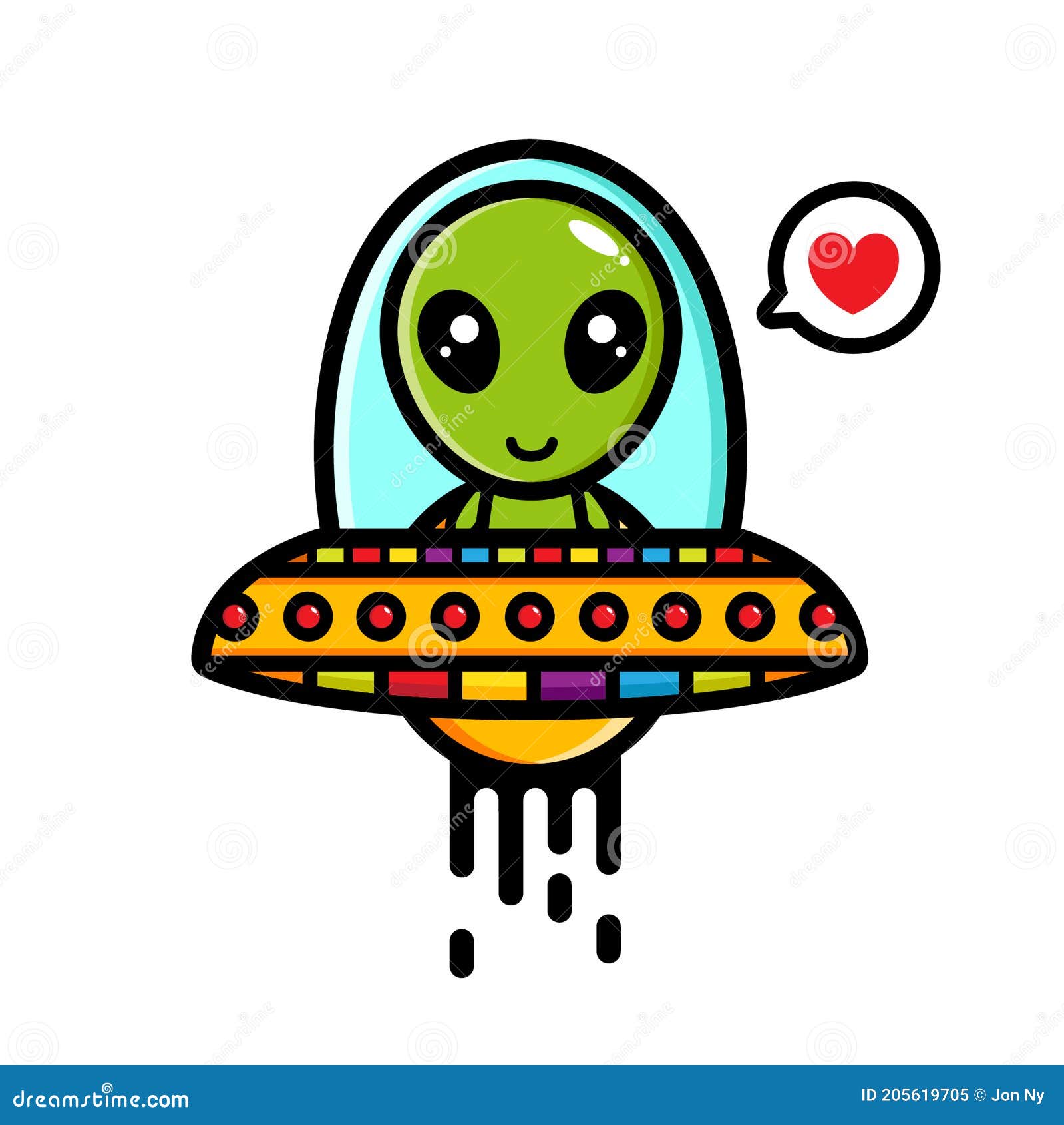alien bonitinho segurando ilustração de ícone de vetor de amor de