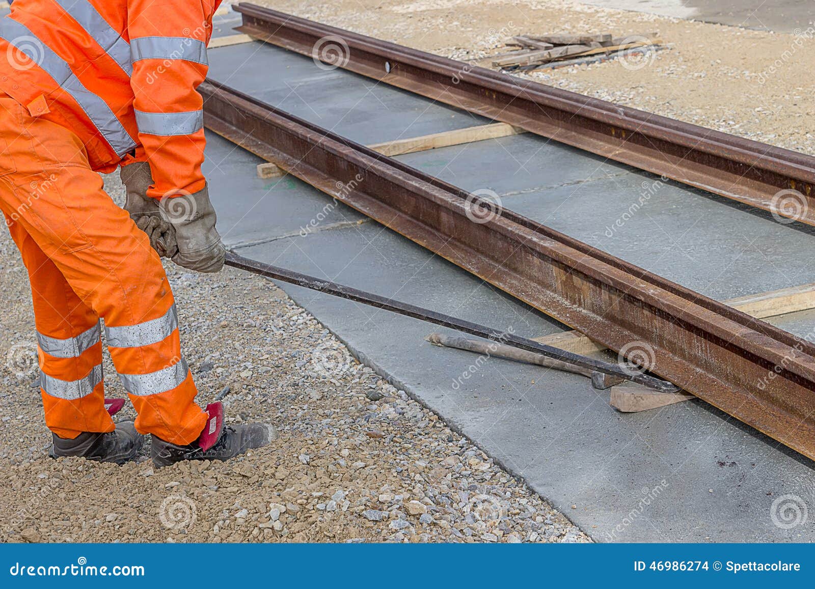 Align Piece of Railroad Track before Welding Stock Photo Image of