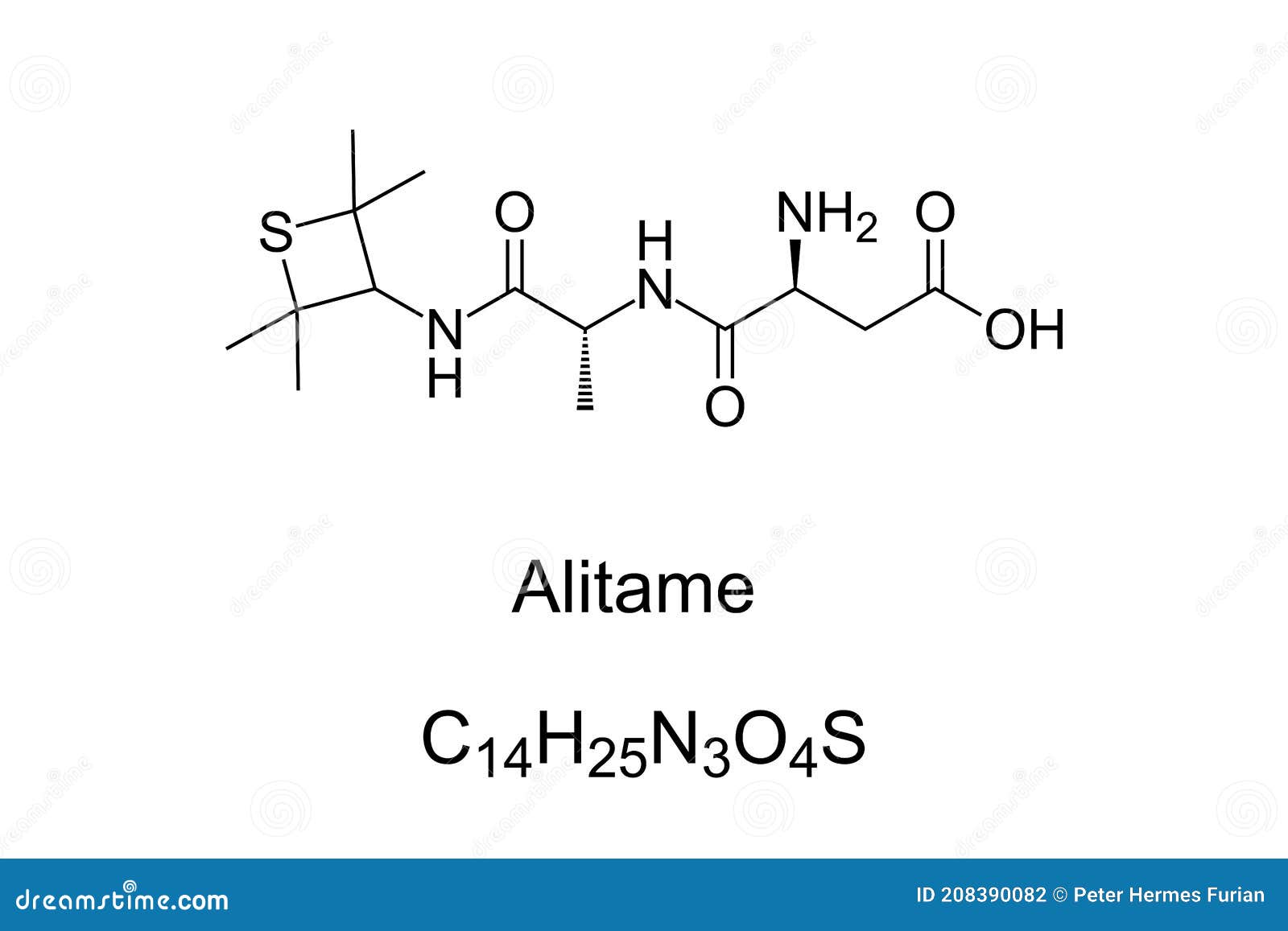 Alitame, Sugar Substitute, Chemical Formula And Skeletal Structure