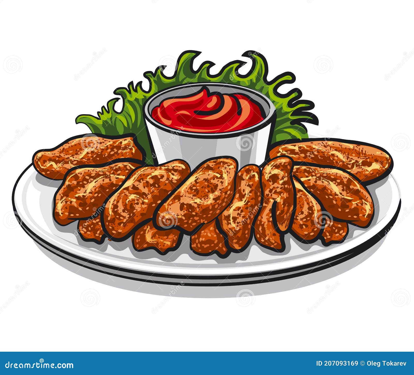 Alitas de pollo asadas ilustración del vector. Ilustración de cocina -  207093169