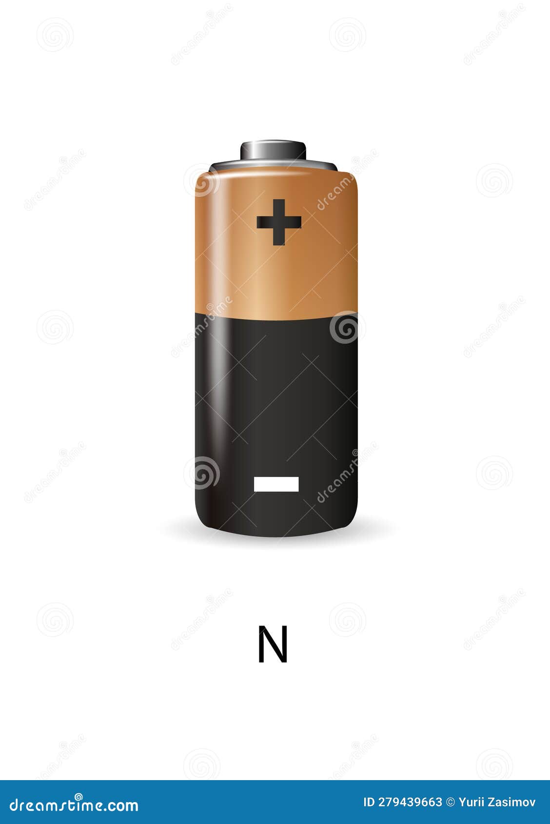 Alkaline Batteries N Realistic Style Set of Different Size. Primary Battery for Power Sources