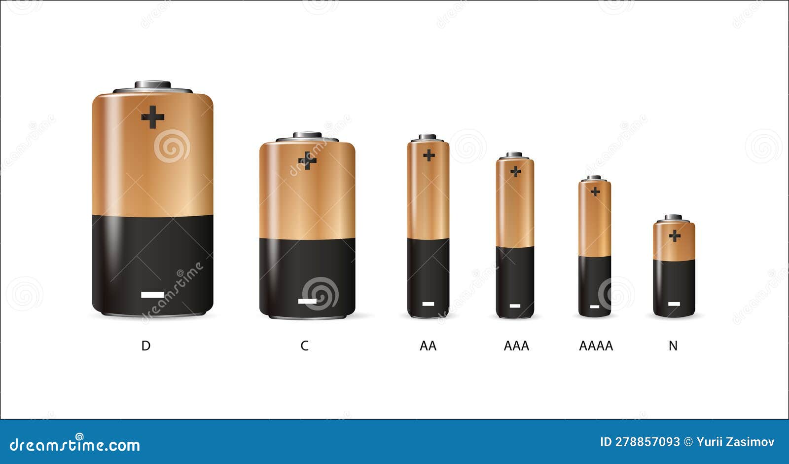 Alkaline Battery, Diffrent Size Isolated on White Background. Battery ...