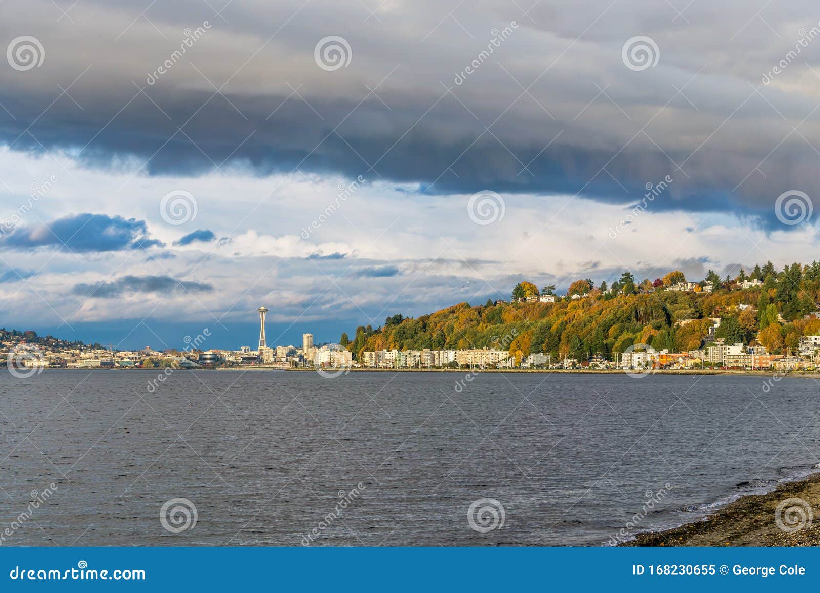 Alki Condos and Skyline 5 stock image. Image of beach 168230655